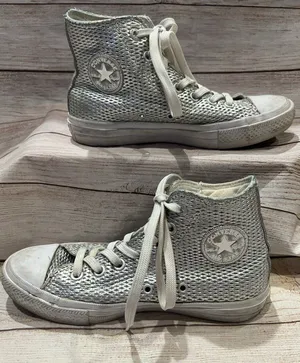 Women’s Chuck Taylor II All Star High Perforated Metallic Silver, Size Women's 6 thumbnail 1