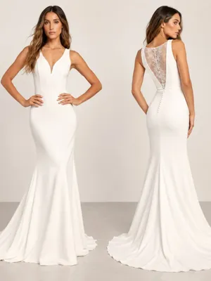 LULUS Bridal Wedding Elegant Sophisticated Sexy Lace Mermaid Gown thumbnail 2