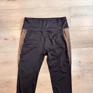 MTA Sport Athletic Leggings High Waist Activewear Side Stripe Black Large‎ L thumbnail 3