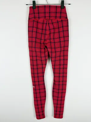 ALO‎ Yoga High Rise Occassion Leggings Red Plaid Reflective Stripe Size XS thumbnail 8