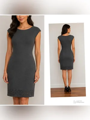 Banana Republic Dark Charcoal Sheath Dress with Laser-Cut Hem size 6T thumbnail 2