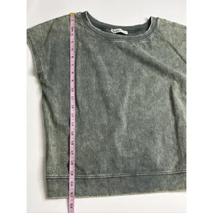 Zenana Acid Wash T-Shirt & Shorts Matching Set Small Dark Green Cotton Lounge thumbnail 9