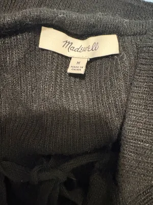 Madewell Black Merino Wool Alpaca Blend Sweater with Ruffle Collar thumbnail 4