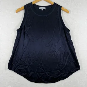 Michael Stars Navy Blue Sleeveless Satin Finish Tank Top DST005 Womens‎ Medium thumbnail 1