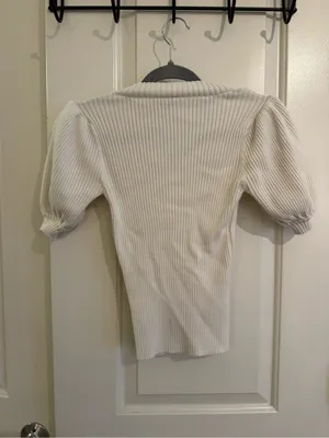 Worthington Ivory Ribbed V-Neck Puff Sleeve Top thumbnail 4