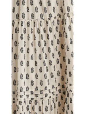 Treasure & Bond Tiered Maxi Skirt NWT Ivory Olive Block Floral XXL thumbnail 4