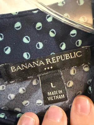 Banana Republic Navy Sleeveless Mock-Neck Dot Top thumbnail 2