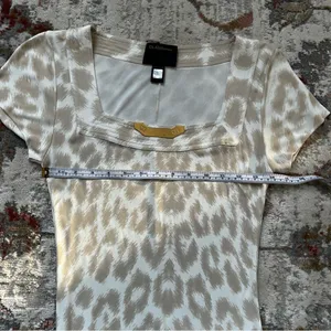 Class Roberto Cavalli Beige Cream Animal Print Dress Size 8 Leopard Short Sleeve thumbnail 13