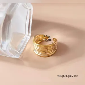 Multilayer Twist Boho Open Ring Gold thumbnail 2