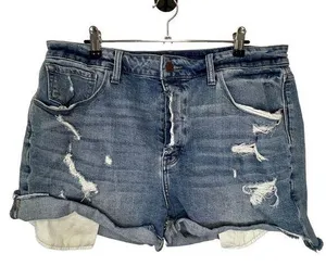 Treasure & Bond Medium Wash Highrise Boyfriend Distressed Denim Shorts thumbnail 1