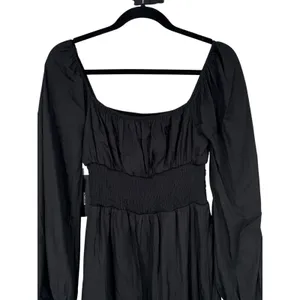 NWT‎ Lulus Long Sleeve Smocked Waist Midi Dress Black Size XS Babydoll Milkmaid thumbnail 7