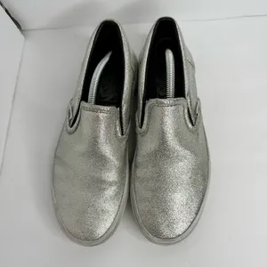 Vans Unisex size 7.5 Womens 6 Mens Metallic Silver Slip On Skate Sneaker Shoe thumbnail 5