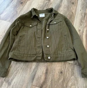 Old Navy Olive Green Jean Jacket thumbnail 1