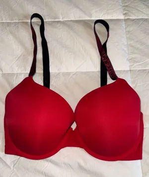 Victoria's Secret Red Bra with Black Accent Straps thumbnail 1