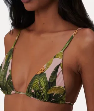Farm Rio Banana Leaves Pink Triangle Bikini Top NWT Size S Tropical Swim thumbnail 1