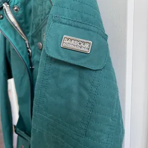 Barbour International Black Streak‎ Jacket Womens Green Waxed Cotton Moto Belted thumbnail 7