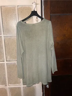 Women’s Scoop Neck Waffle Knit Long Sleeve Sweater Sage Green - Size 3 thumbnail 2