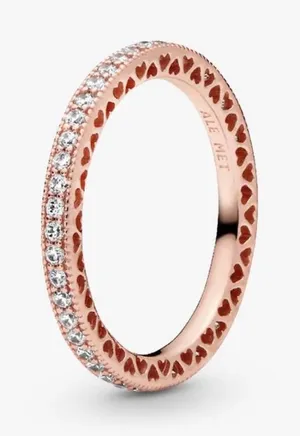 Pandora Sparkle & Hearts Ring Rose Gold thumbnail 1