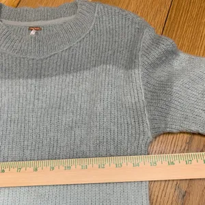 Free People Womens Colorblock Fuzzy Wool Blend Crewneck Sweater Grey Mint XS‎ thumbnail 3