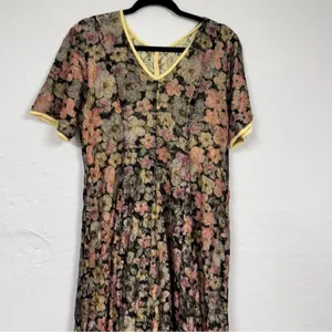 Vintage Handmade Dark Floral Sheer Maxi Dress Women M Cottage Core Fairy Romance thumbnail 4
