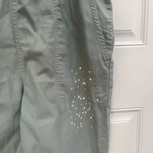 Aerie werk and play twill jumpsuit overalls w/ paint splatter in‎ green small thumbnail 5