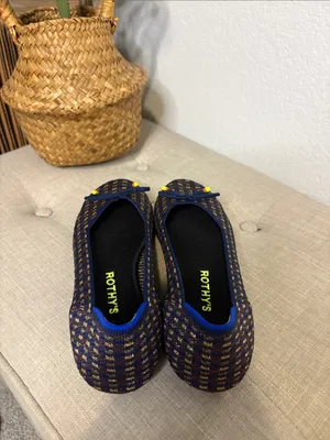 Rothy's Navy Tweed Ballet Flats with Yellow Tips 7 thumbnail 3