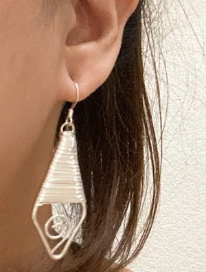Silver tone Wire Wrapped Earrings thumbnail 2