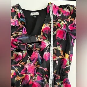 DELFI Collective Floral Ruched Maxi‎ Dress Front Slit Small Wedding Guest thumbnail 6