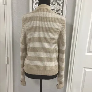 Evereve Kiki Cardi Oatmeal Striped Cardigan Size Medium thumbnail 5