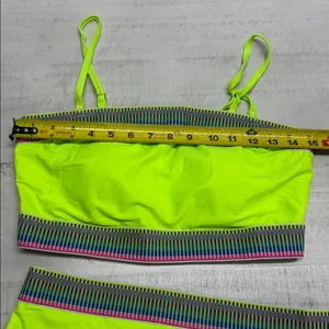 two-piece neon green high-waisted bikini set a sporty design swimsuit thumbnail 7