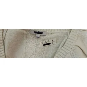 Madewell NWT Women's V‎ Neck Merino Wool Cable Knit Sweater Small Cream Pullover thumbnail 5