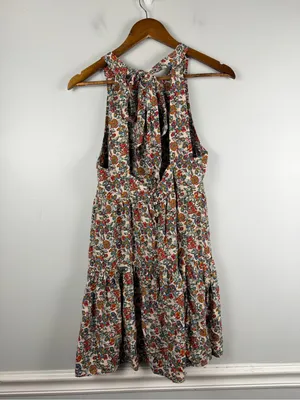 NATURAL LIFE Floral Backless Halter Hallie Dress in Cream size small READ thumbnail 4