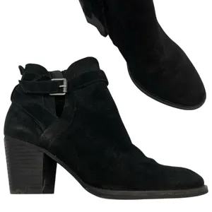 Sam Edelman Black Suede Ankle Boots Buckle Western Booties Womens 8 thumbnail 2