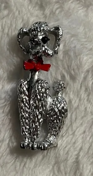 Vintage Silver Tone Poodle Brooch thumbnail 1