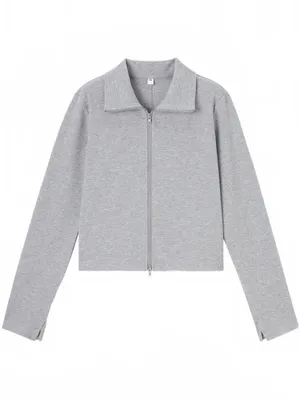 Uniqlo GU Ribbed Double-Zip Cardigan NWT Gray S thumbnail 4