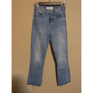 Mother The Hustler Ankle‎ Fray High Rise Flare Jeans Light Blue WashSz 24 thumbnail 3