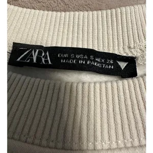 Zara Cream Crewneck Sweatshirt Women's Size Small Mock Neck Ribbed Pullover thumbnail 4