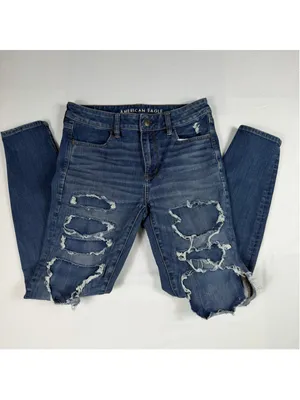 American Eagle Hi Rise Next Level Stretch Jegging Size 8 Reworked Distressed thumbnail 9