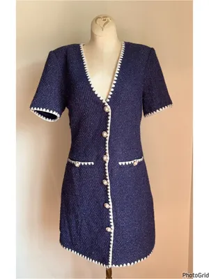 Lilly Pulitzer Alexis Admor Jaiya Navy Tweed Shift Dress Preppy Size 4 thumbnail 2