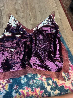 Free people intimately Women's Purple Sequin Lace Cami Top thumbnail 4