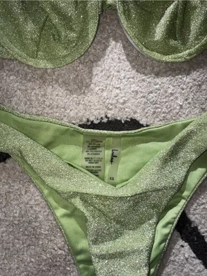 Lulus Heat Wave Light Green Sparkly Underwire Bikini Set thumbnail 7