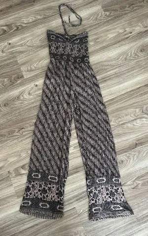 Free People Vintage Strapless Smocked Tube Wide Leg Jumpsuit thumbnail 8