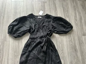 New SHOWPO Amalie The Label - Franc 100% Linen Puff Sleeve Wrap Midi Dress XL thumbnail 9