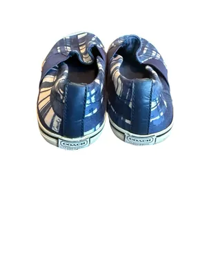Coach Kaycee Slip-On Shoes Blue White Plaid Flats Comfort Size 6.5 Women's thumbnail 6