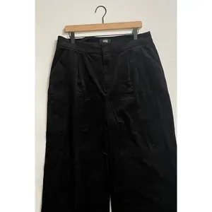 PAIGE Tinesha Corduroy Wide Leg High Rise Pants Solid Black Stretch Size 10 thumbnail 3