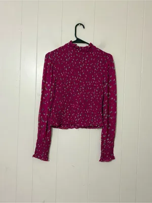 Rag & Bone Kayden Floral Smocked Blouse Pink Size S Mock Neck thumbnail 10