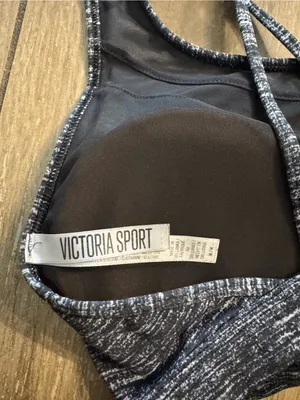 Victoria Sport Heathered Black Strappy Low-Impact Sports Bra thumbnail 3