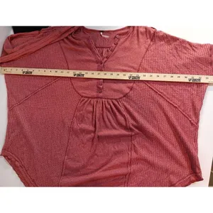 Free People Leo Henley Lg Oversized Long Sleeve Tunic Light Red Vintage... thumbnail 6
