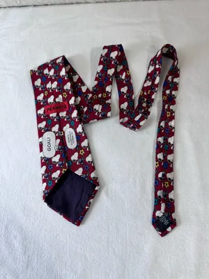Peanuts Animation Necktie Snoopy Brown Burgundy White Blue Sport Character Tie thumbnail 4