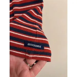 Vintage Y2K Abercrombie & Fitch Lace-Up Striped Baby Tee Rare Medium red blue‎ thumbnail 4
